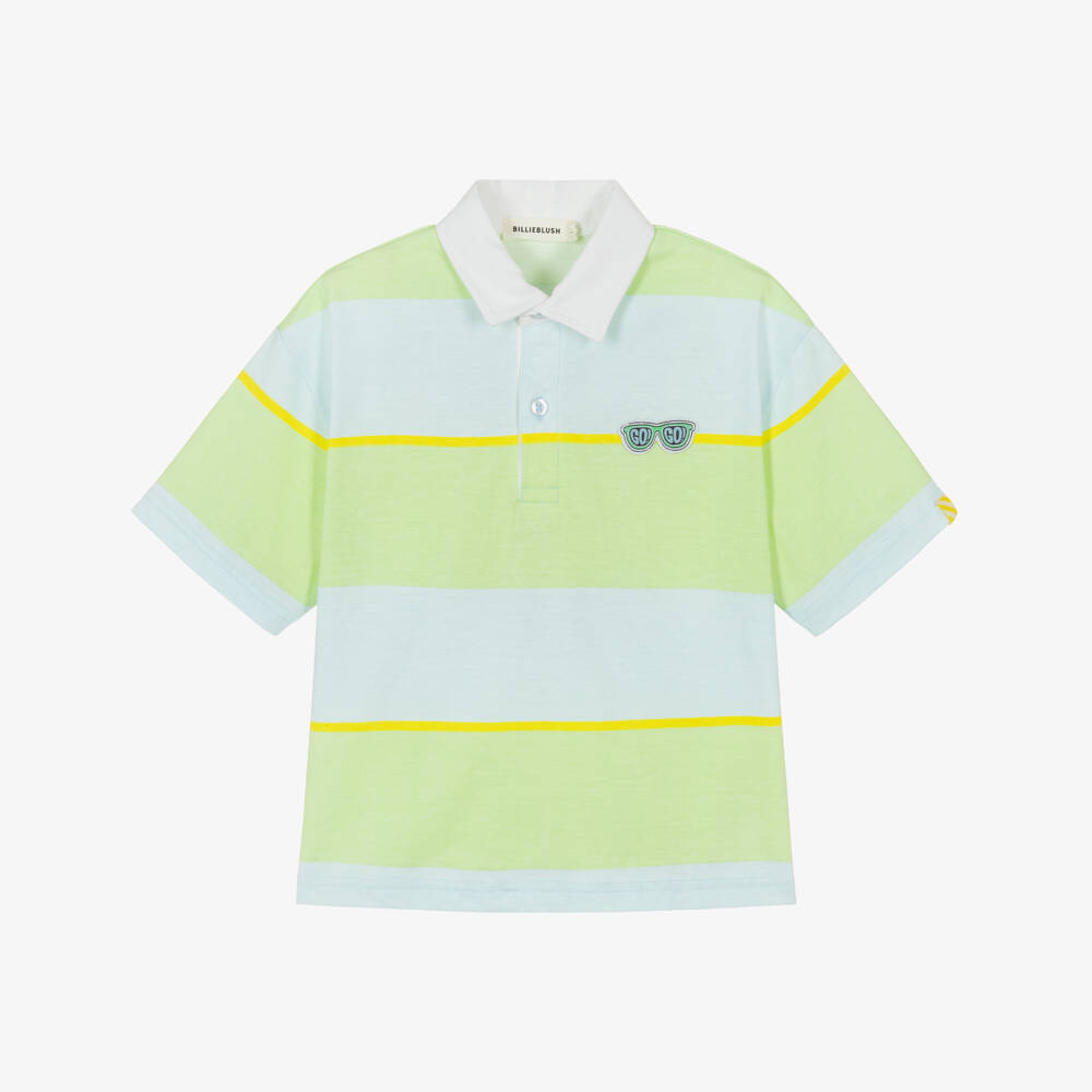Billieblush-Green & Blue Stripe Polo Shirt | Childrensalon Outlet