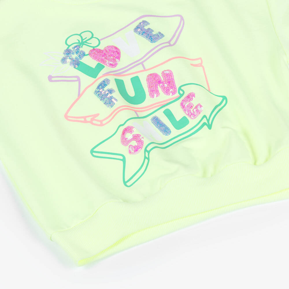 Billieblush-Зеленый свитшот с пайетками и короткими рукавами для девочек | Childrensalon Outlet