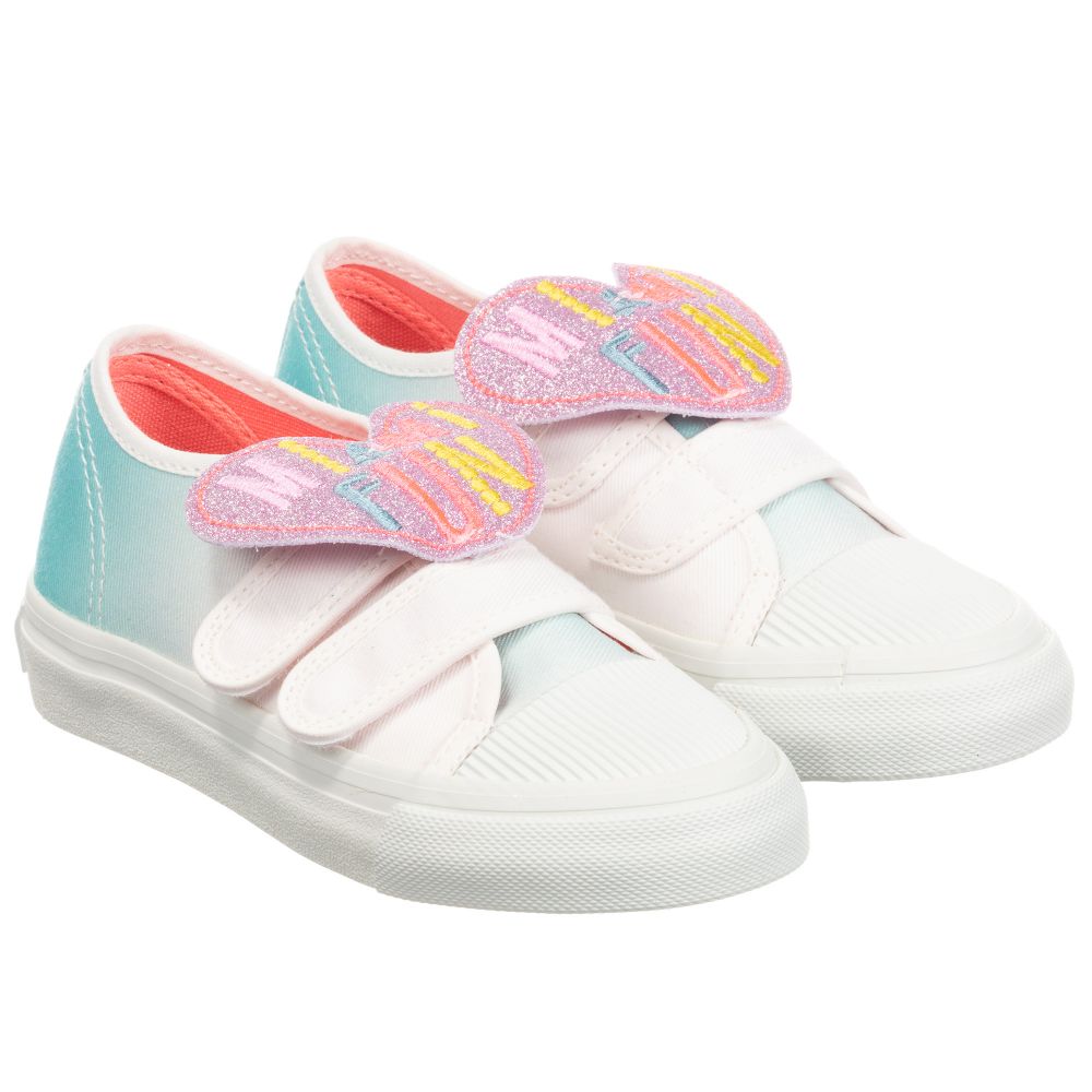 Billieblush - Green & White Velcro Trainers | Childrensalon