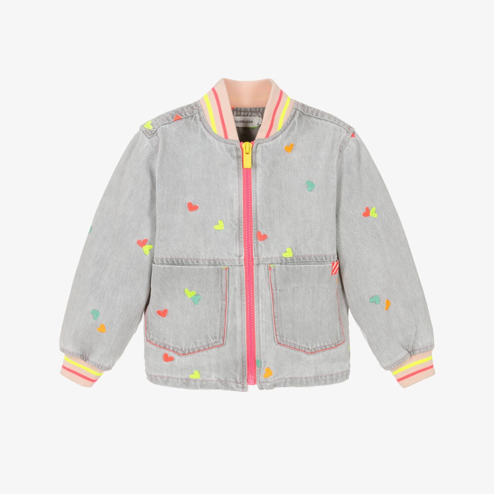 Billieblush-Серый бомбер с сердечками для девочек | Childrensalon Outlet