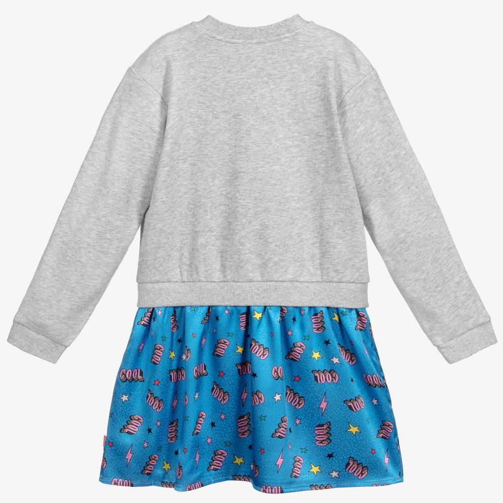 Billieblush-Grey Jersey & Blue Satin Dress | Childrensalon Outlet