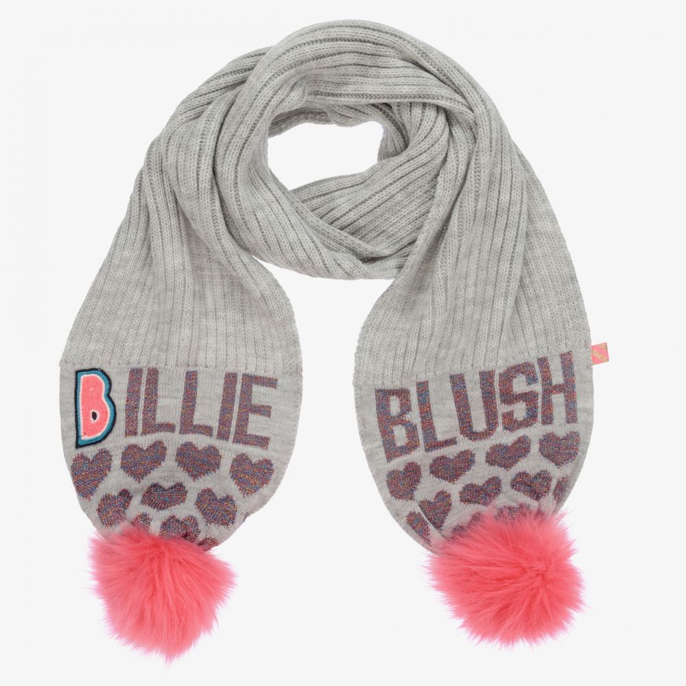 Billieblush - Grey Logo Pom-Pom Scarf  | Childrensalon