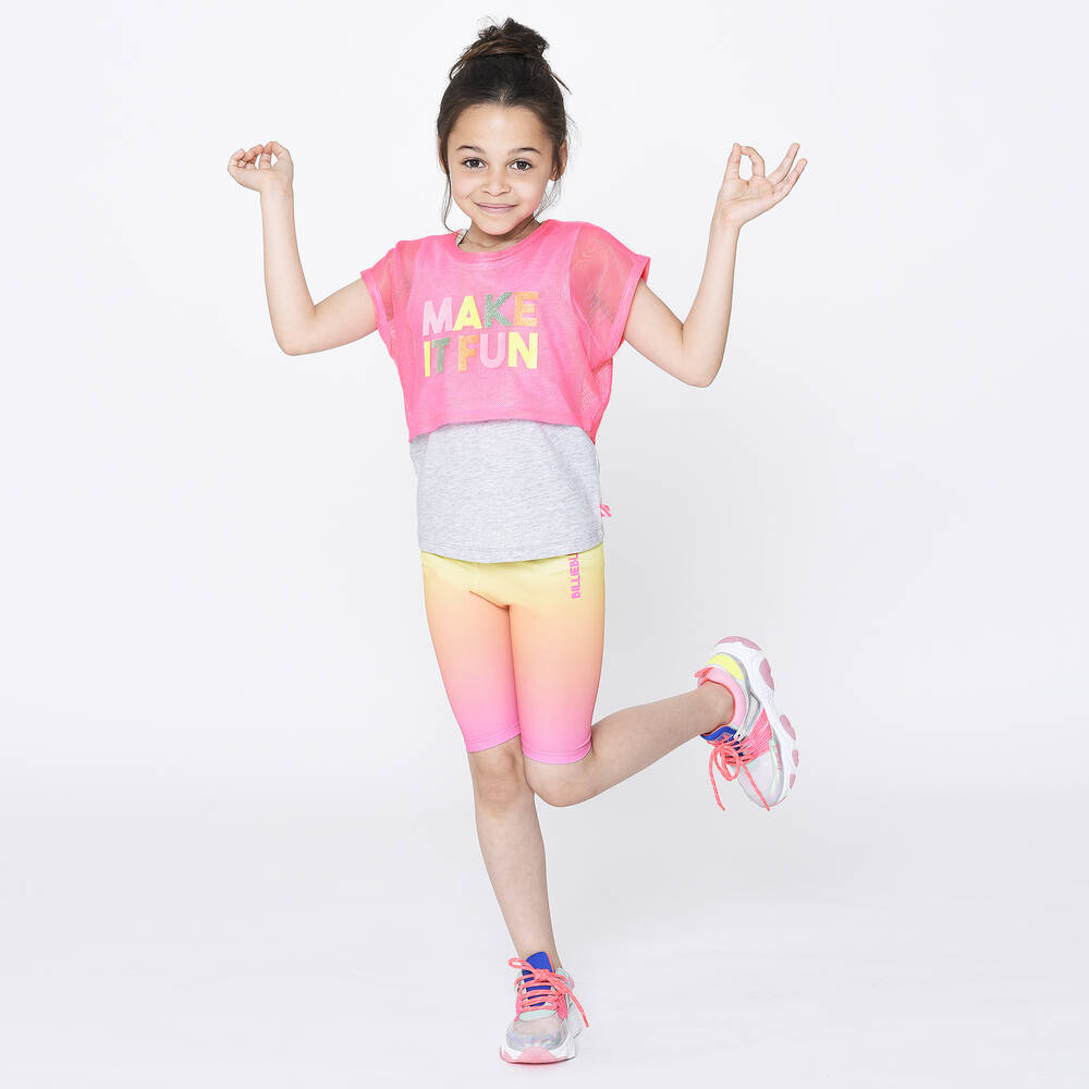 Billieblush-Grey & Neon Pink 2-in-1 Top | Childrensalon Outlet
