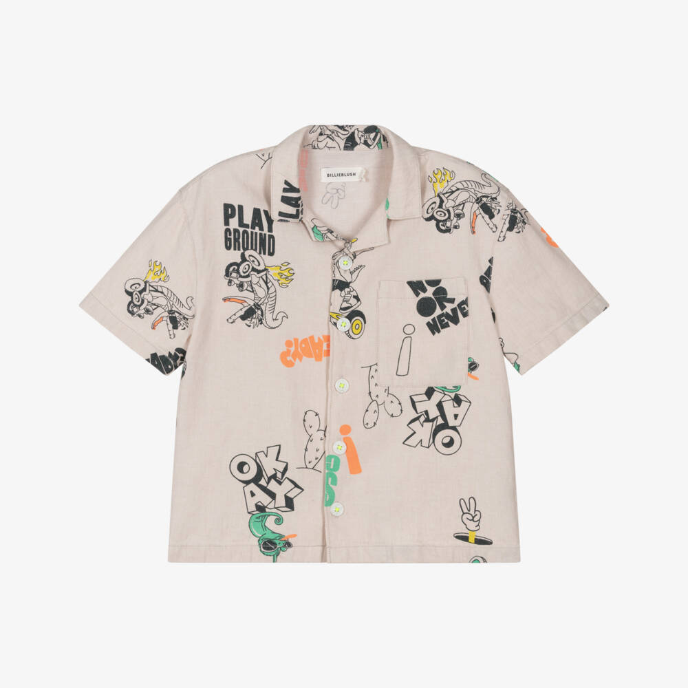 Billieblush-Ivory Aop Shirt | Childrensalon Outlet