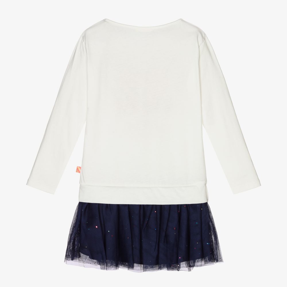 Billieblush-Ivory & Blue Heart Tulle Dress | Childrensalon Outlet