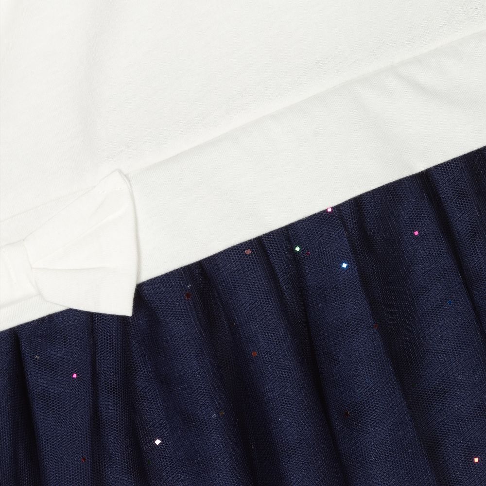 Billieblush-Ivory & Blue Heart Tulle Dress | Childrensalon Outlet