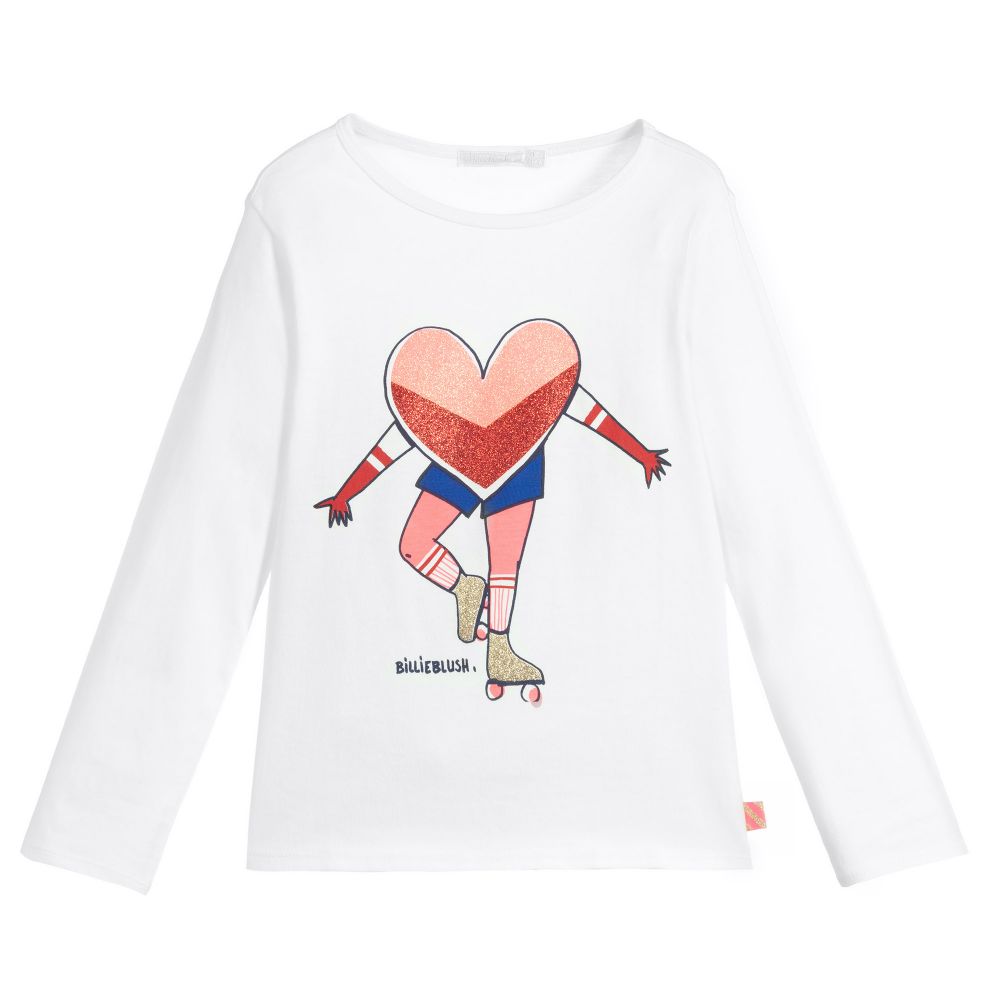Billieblush - Ivory Cotton Heart Skater Top | Childrensalon