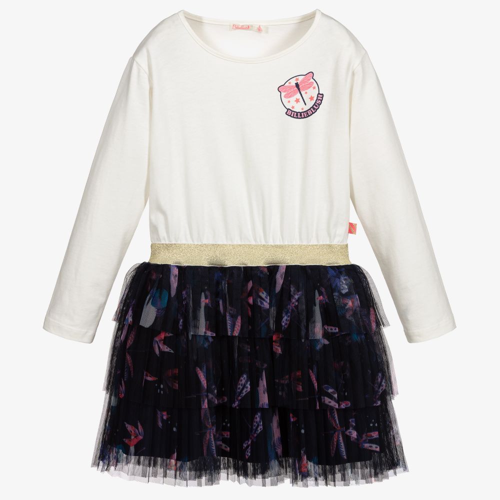 Billieblush - Ivory & Navy Blue Tulle Dress | Childrensalon