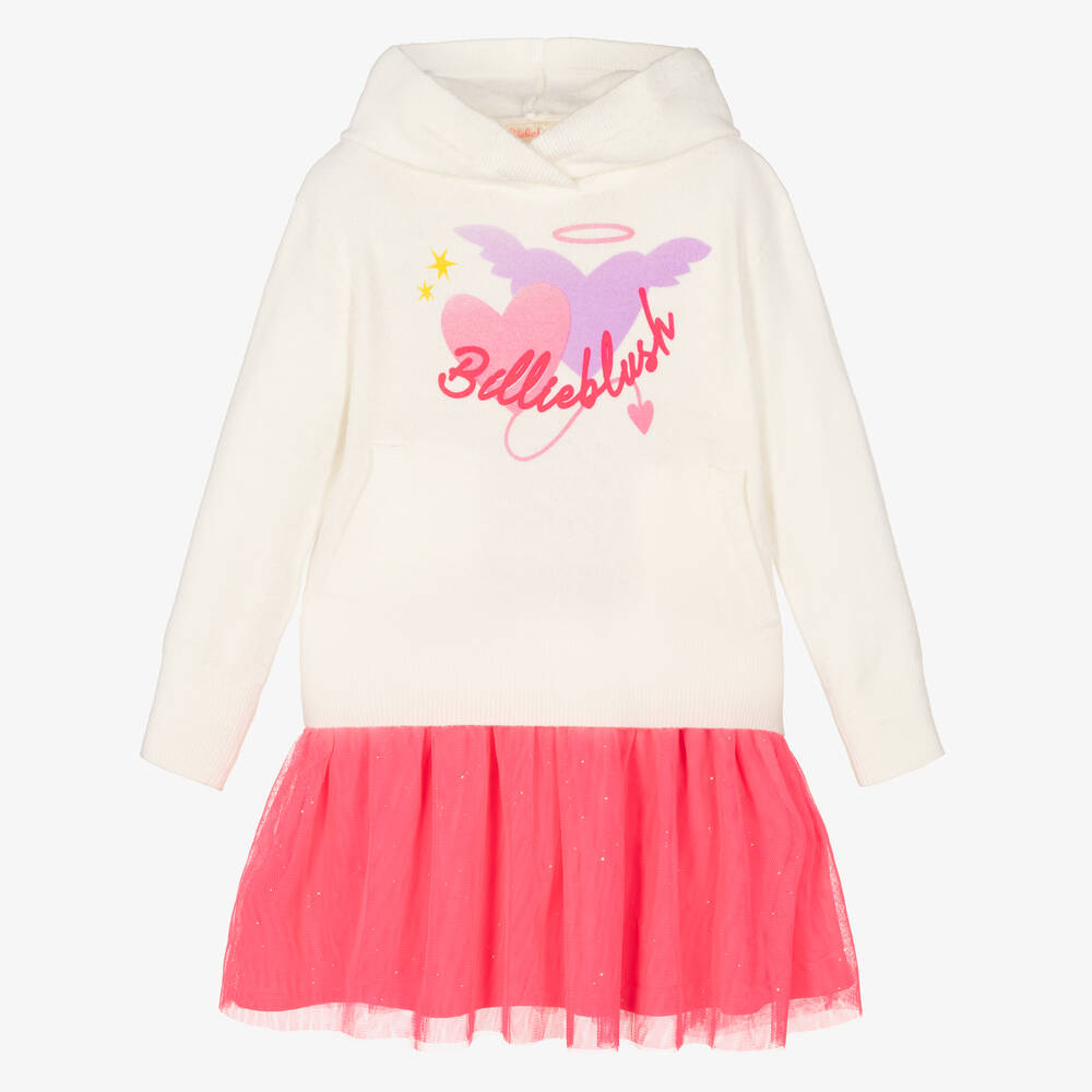 Billieblush - Ivory & Neon Pink Tulle Dress | Childrensalon