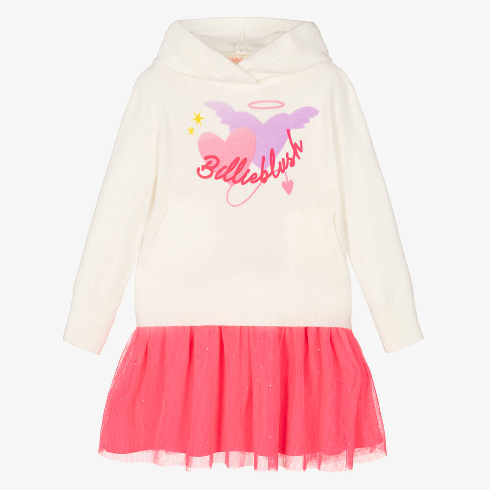 Billieblush - Robe ivoire et rose fluo en tulle | Childrensalon