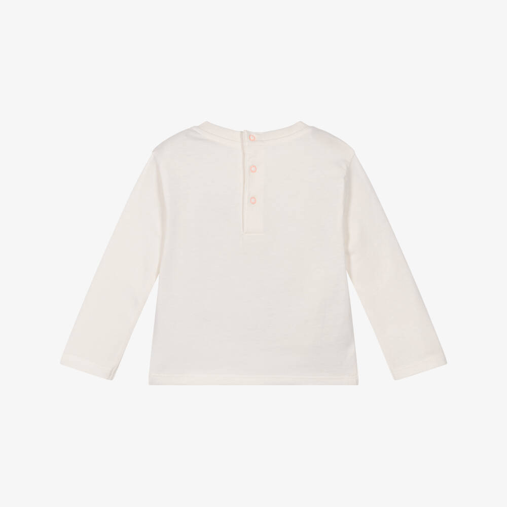 Billieblush-Ivory Sheep Pom Pom Long Sleeve Top | Childrensalon Outlet