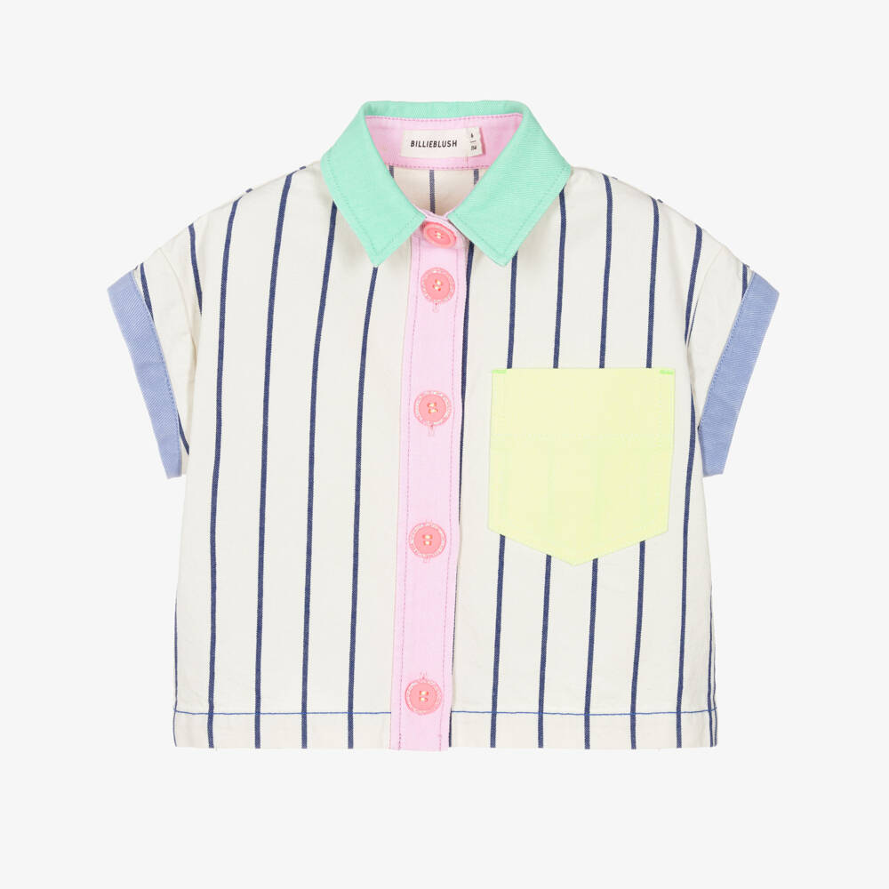 Billieblush-Ivory Stripe Colour Block Shirt | Childrensalon Outlet