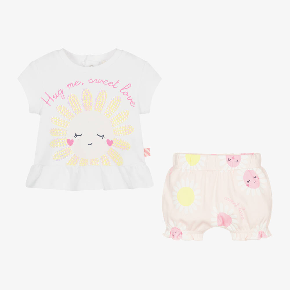 Billieblush-Little Ladies White & Pink Shorts Ensemble | Childrensalon Outlet