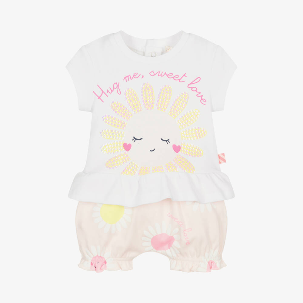 Billieblush-Little Ladies White & Pink Shorts Ensemble | Childrensalon Outlet