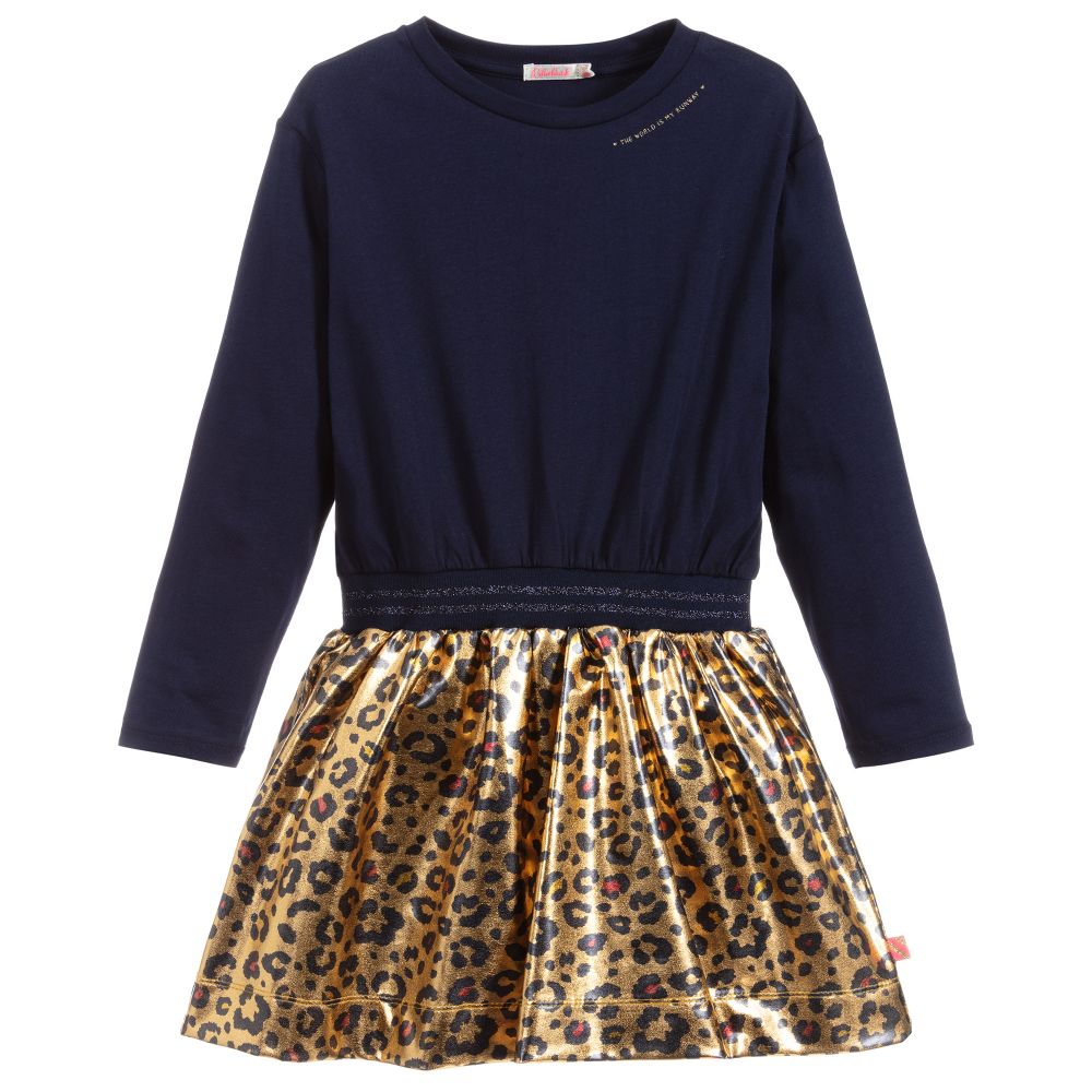 Billieblush-Navy Blue & Gold Dress | Childrensalon Outlet