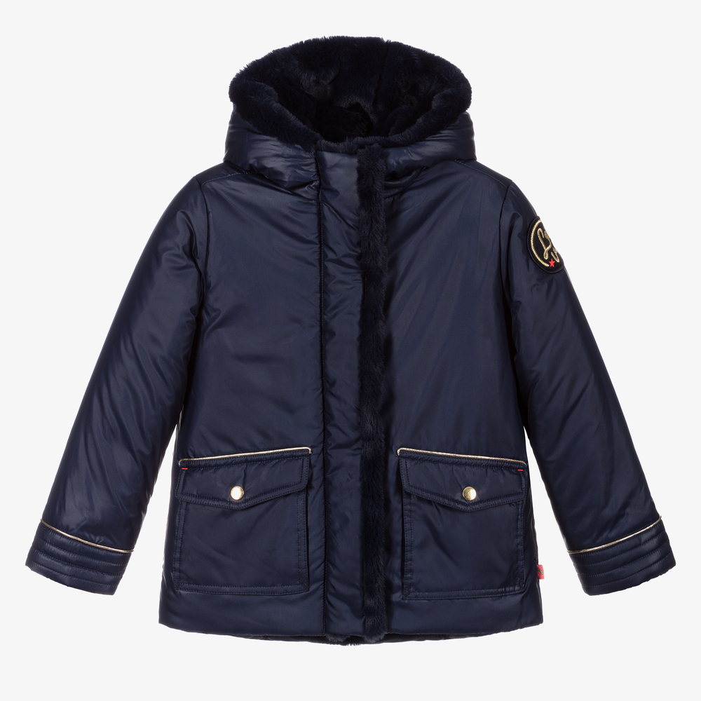 Billieblush - Veste à capuche rembourrée bleu marine | Childrensalon