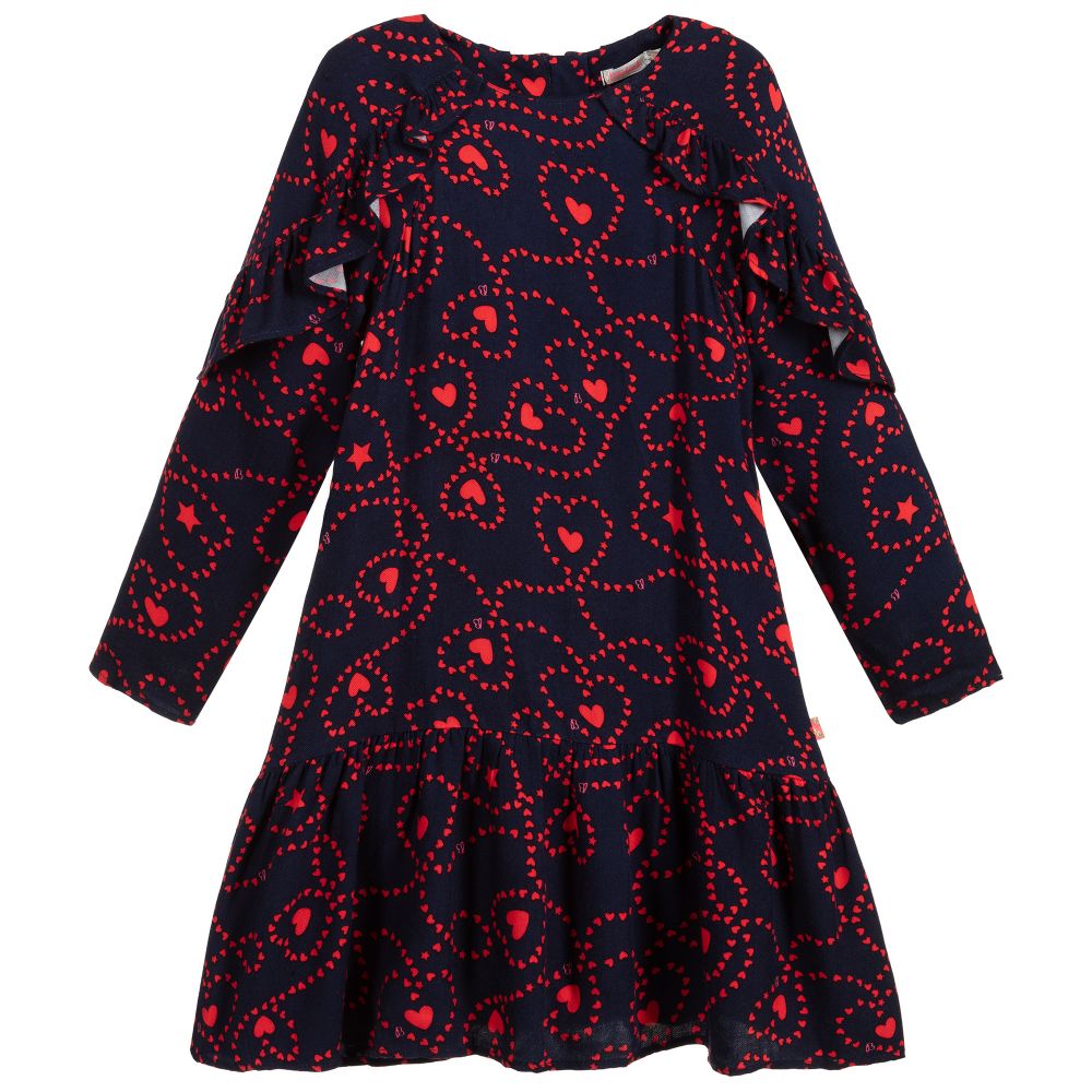 Billieblush - Navy Blue & Red Viscose Dress | Childrensalon