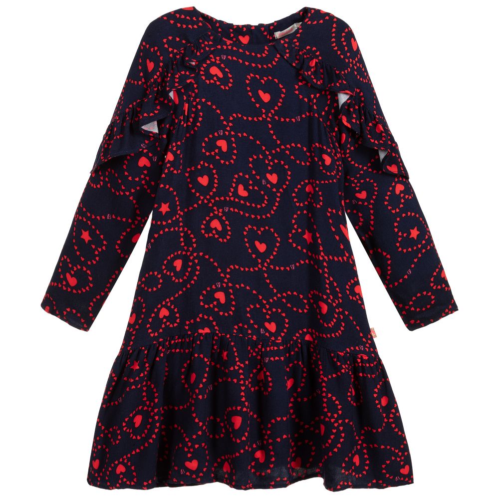 Billieblush - Robe bleu marine et rouge en viscose | Childrensalon