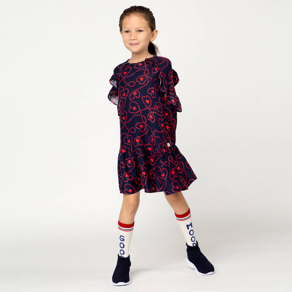 Billieblush-Navy Blue & Red Viscose Dress | Childrensalon Outlet