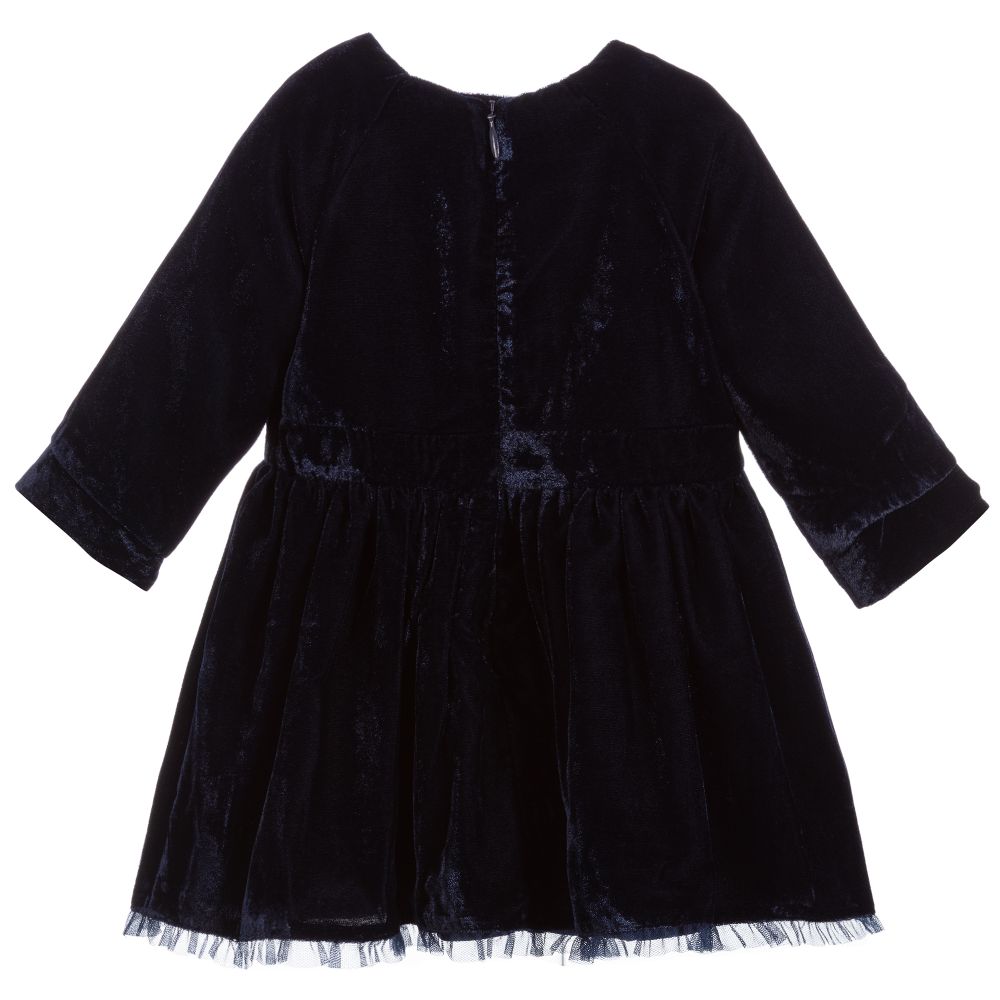 Billieblush-فستان أطفال بناتي مخمل مطرز لون كحلي | Childrensalon Outlet