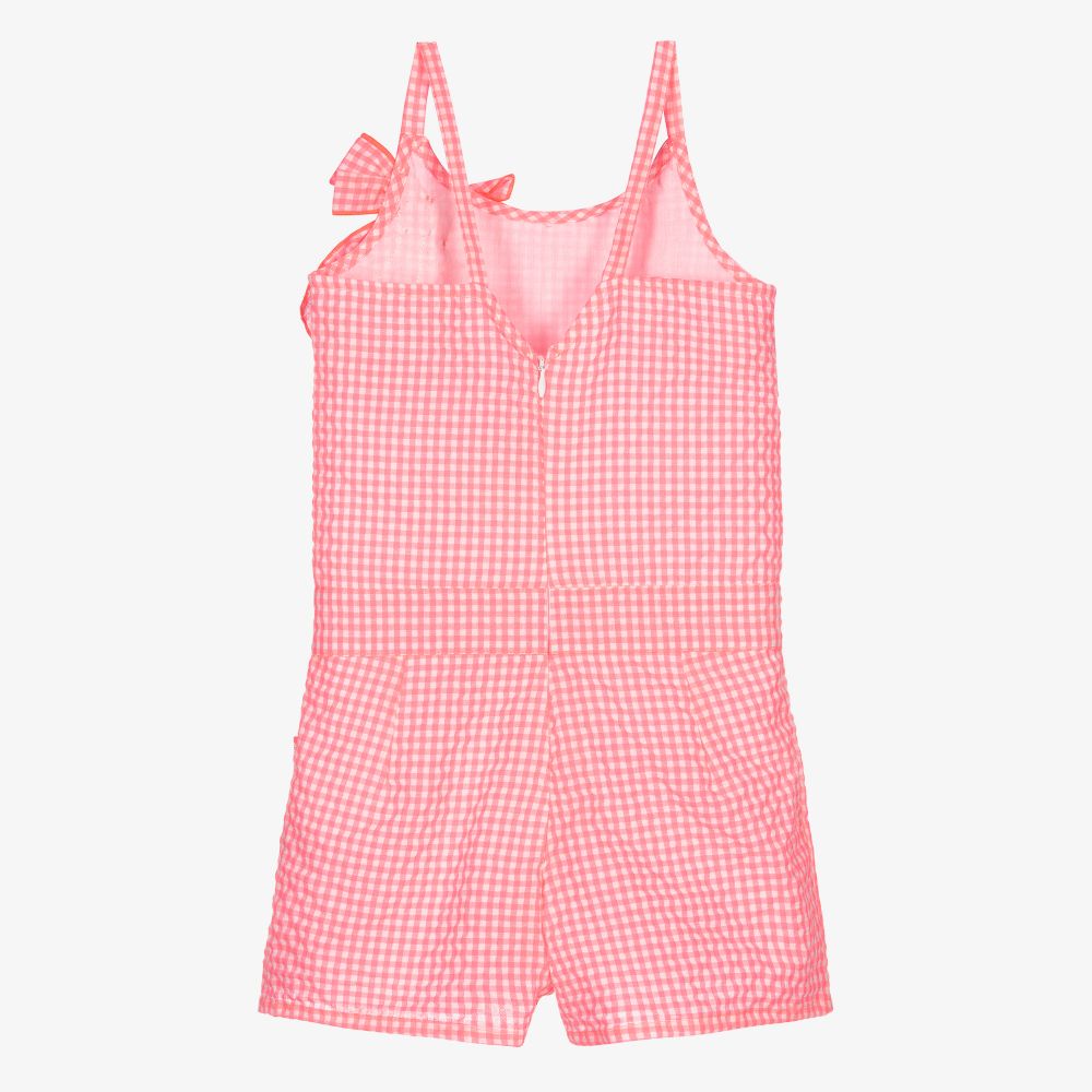 Billieblush-Neon Pink Gingham Playsuit | Childrensalon Outlet