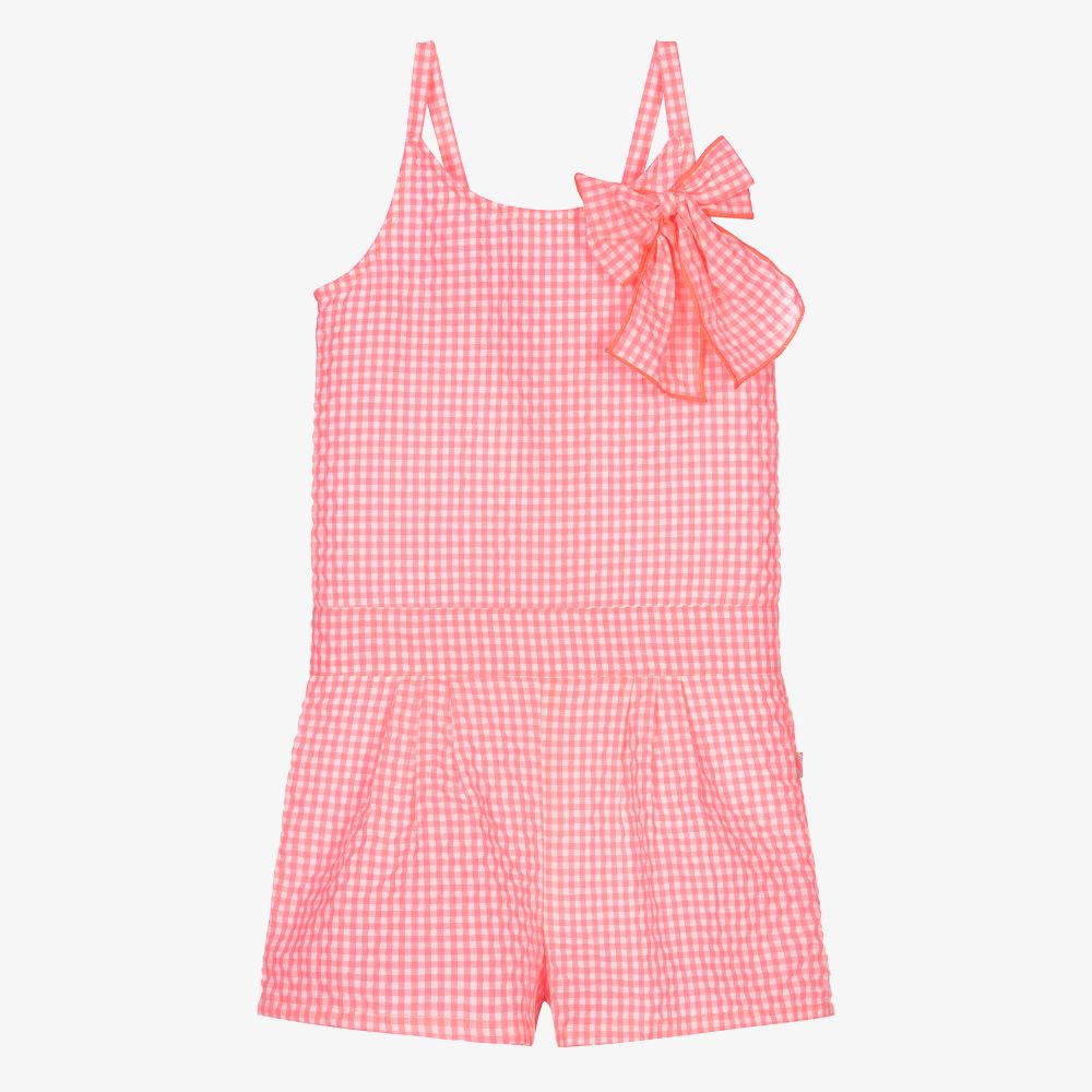 Billieblush - Neonpinker Playsuit mit Vichykaros | Childrensalon