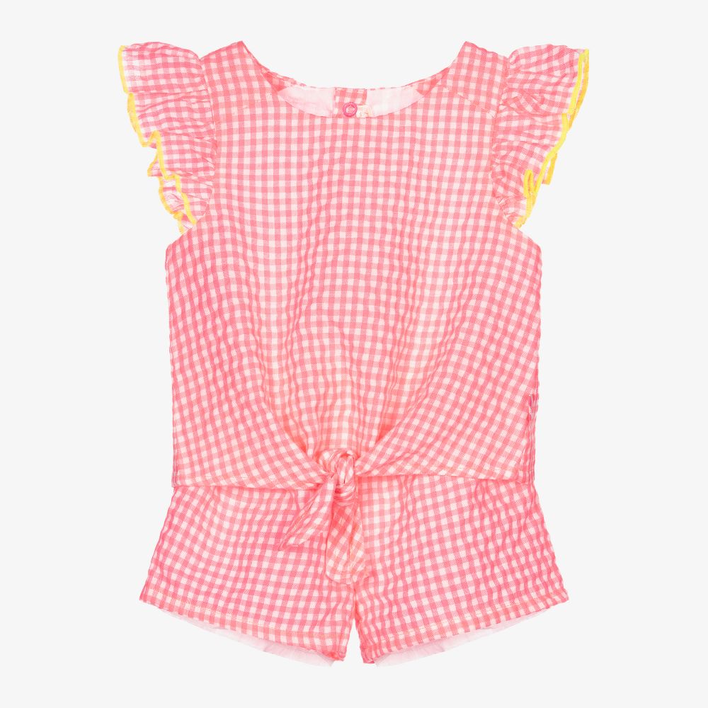Billieblush - Neon Pink Gingham Shorts Set | Childrensalon