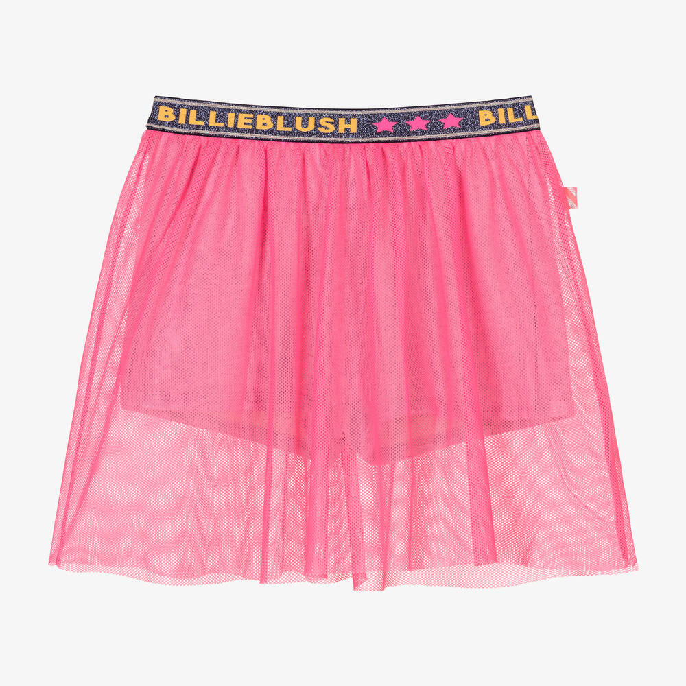 Billieblush - تنورة قطن وشبك لون رمادي وزهري نيون  | Childrensalon