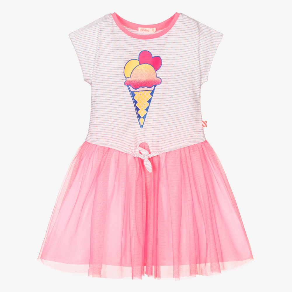 Billieblush - Robe rose fluo à motif glaces | Childrensalon