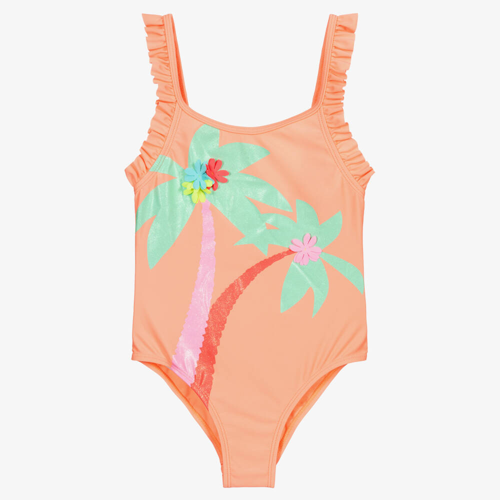 Billieblush-Orange Palm Tree Swimsuit | Childrensalon Outlet