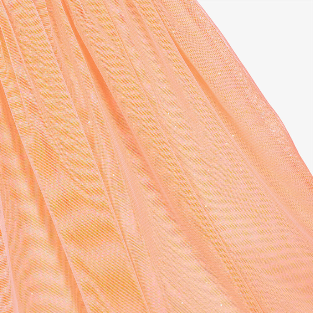 Billieblush-Orange Tulle Necklace Graphic Dress | Childrensalon Outlet