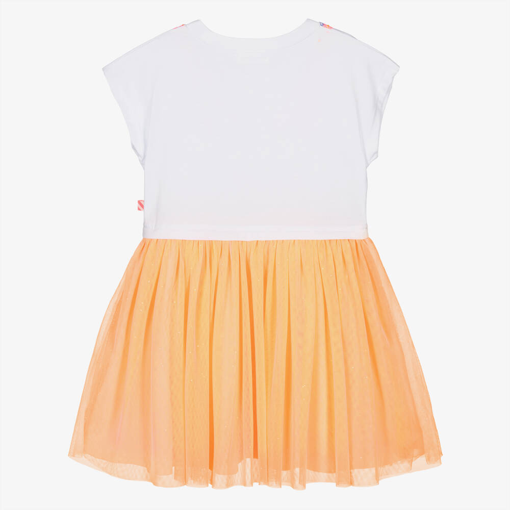 Billieblush-Orange Tulle Necklace Graphic Dress | Childrensalon Outlet