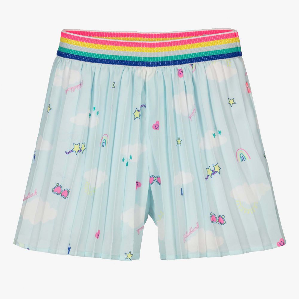 Billieblush-Pale Blue Cloud Satin Shorts | Childrensalon Outlet