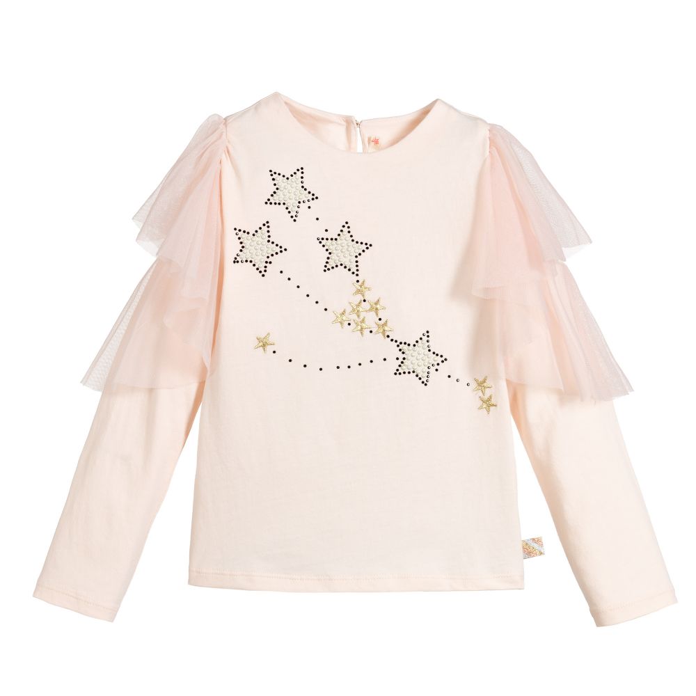 Billieblush - Pale Pink Cotton Star Top | Childrensalon
