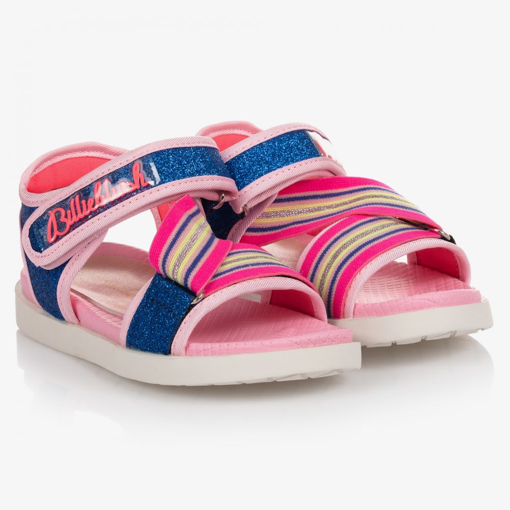Billieblush - Розово-голубые сандалии с блестками | Childrensalon