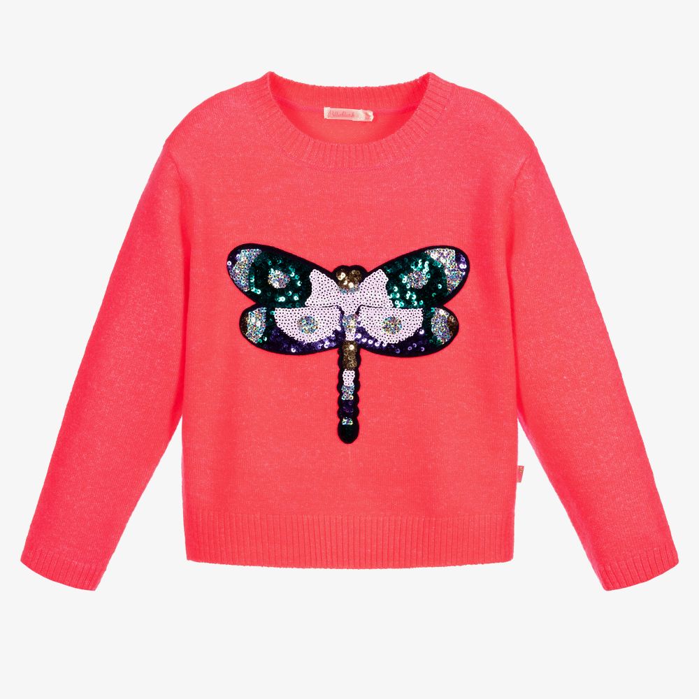 Billieblush - Розовый джемпер с пайетками бабочкой | Childrensalon