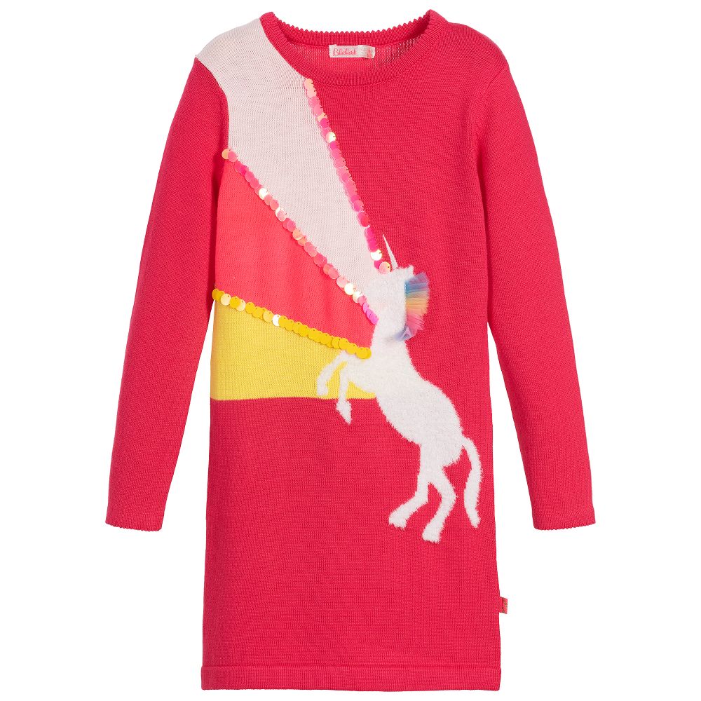 Billieblush-Pink Cotton Knit Unicorn Dress | Childrensalon Outlet