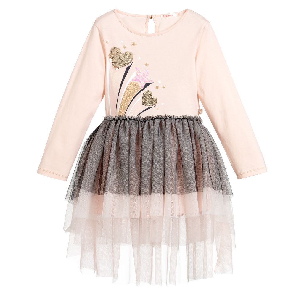 Billieblush - Розовое платье из хлопка и тюля | Childrensalon