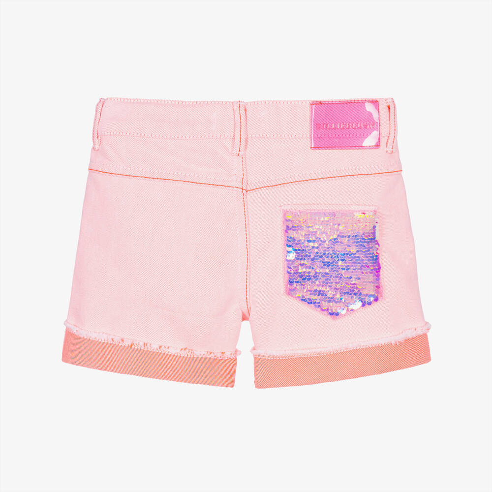 Billieblush-Розовые джинсовые шорты с карманом из пайеток для девочек | Childrensalon Outlet