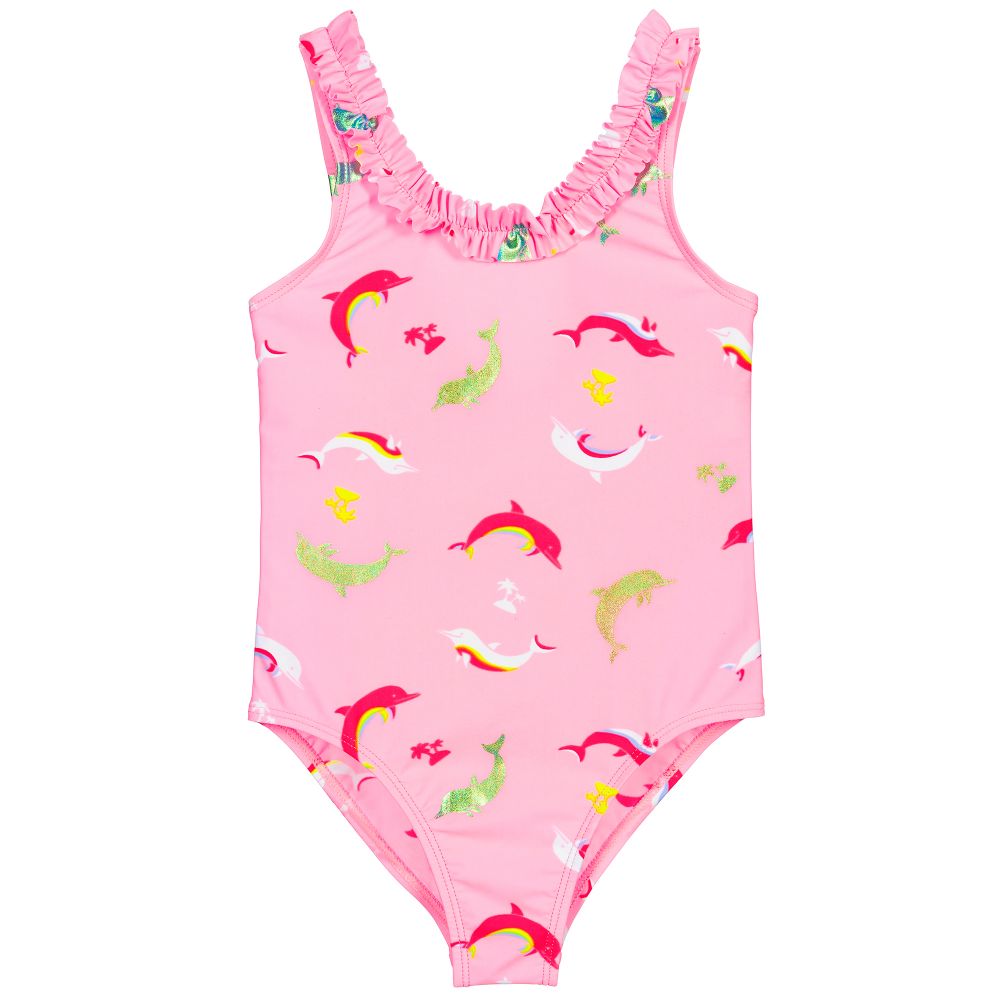 Billieblush - Pink Dolphin Print Swimsuit | Childrensalon