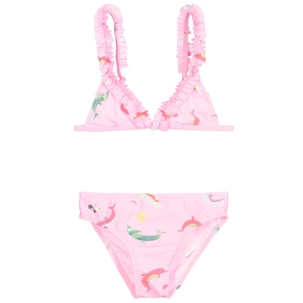 Billieblush - Rosa Bikinioberteil mit Delfinen | Childrensalon