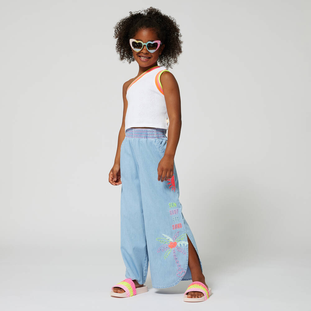 Billieblush-Pink Frayed Slip-On Sandals for Girls | Childrensalon Outlet