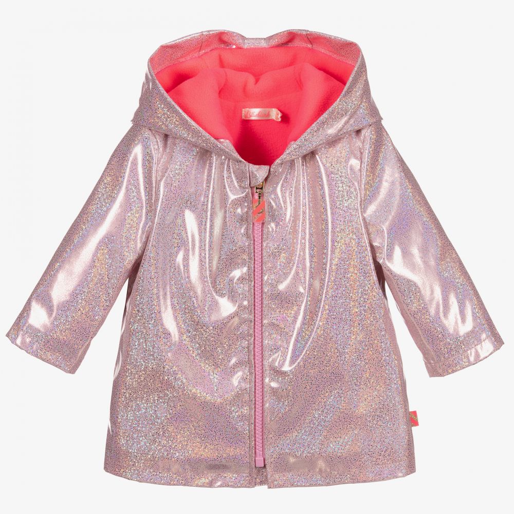 Billieblush - Pink Glittery Hooded Raincoat  | Childrensalon