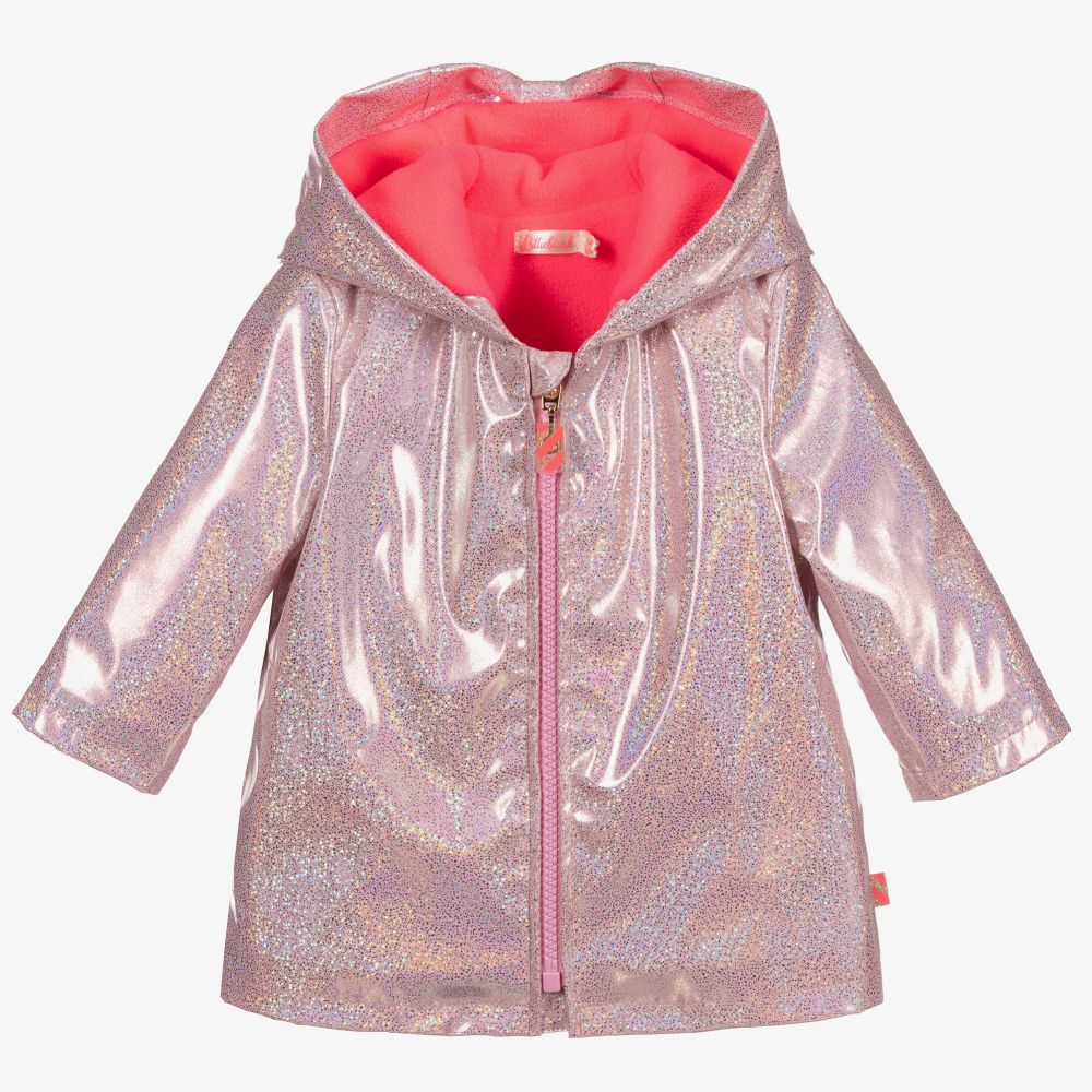 Billieblush - Rosa Kapuzen-Regenmantel mit Glitzer  | Childrensalon