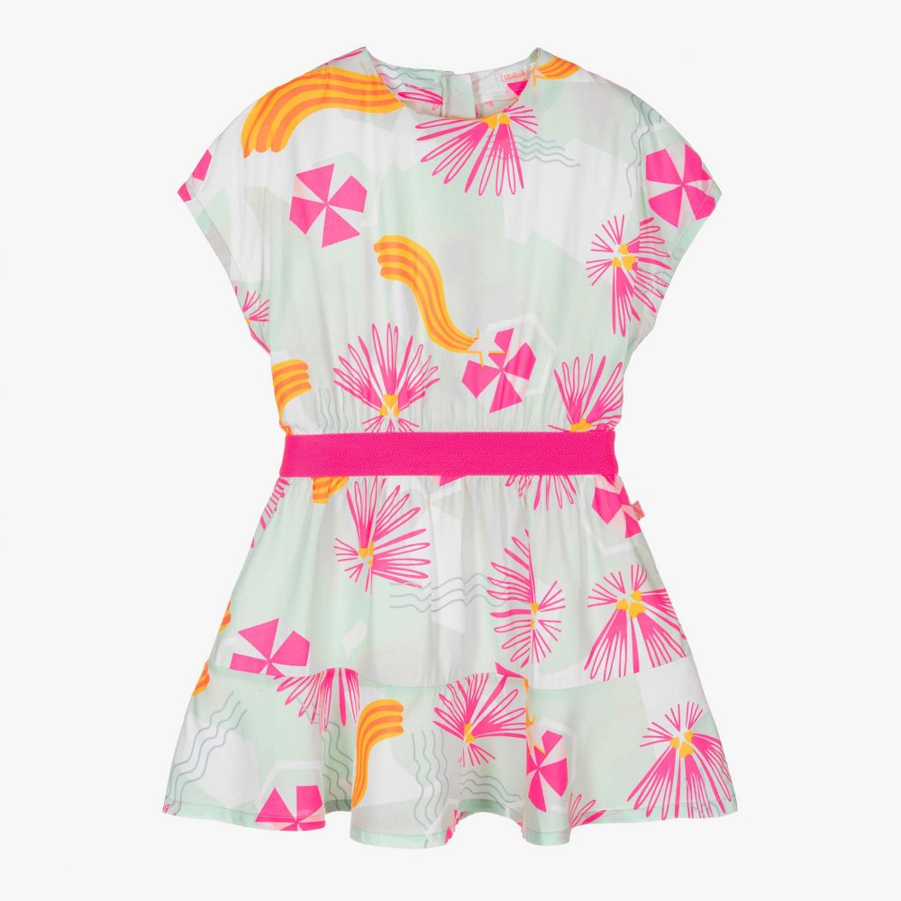 Billieblush - Robe rose et verte en viscose | Childrensalon