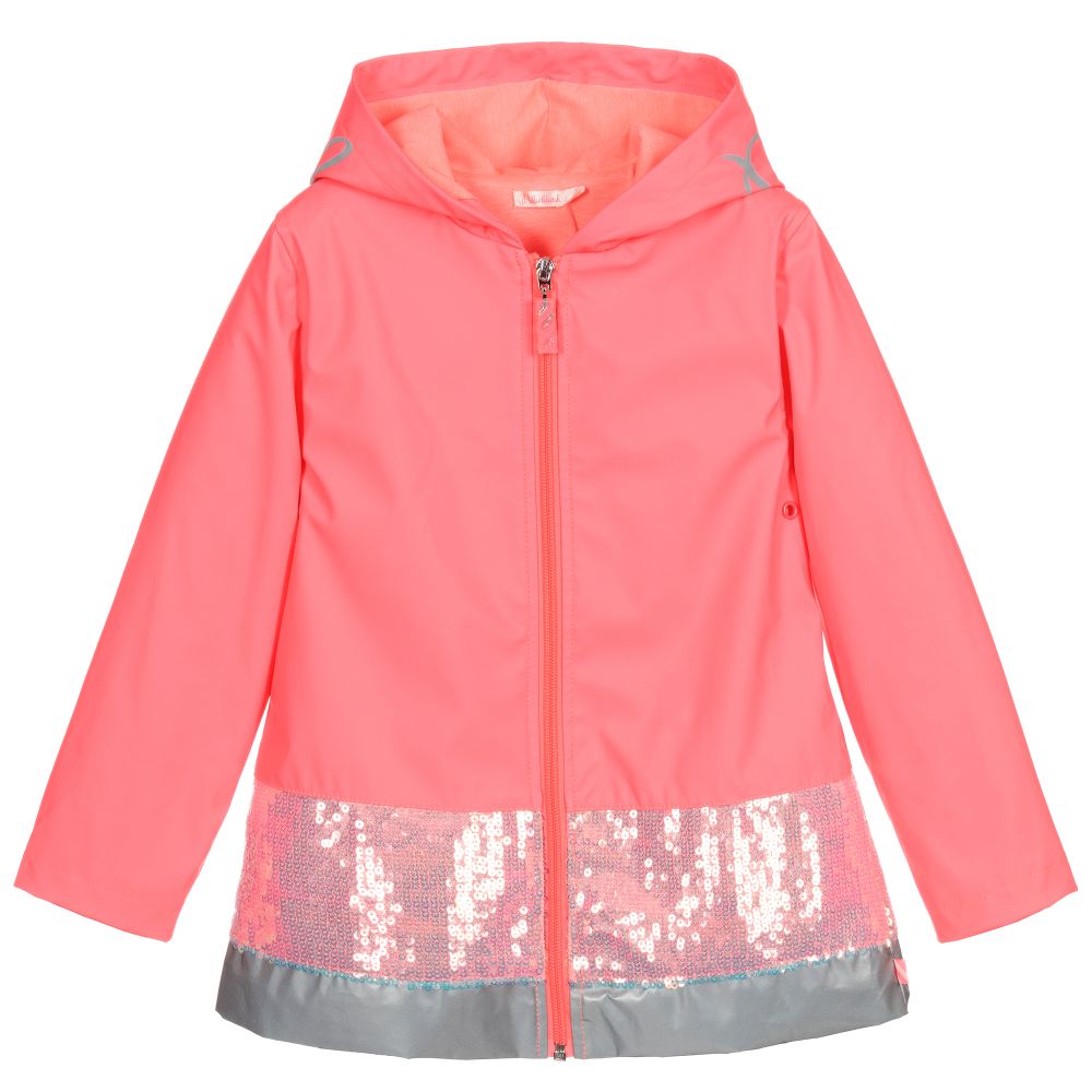 Billieblush Pink Hooded Sequin Raincoat Childrensalon Outlet
