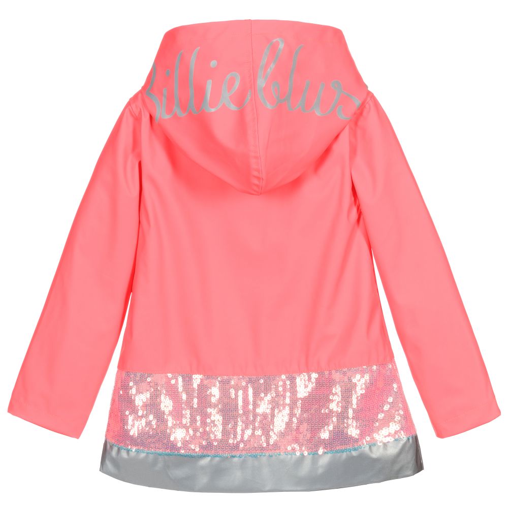 Billieblush Pink Hooded Sequin Raincoat Childrensalon Outlet