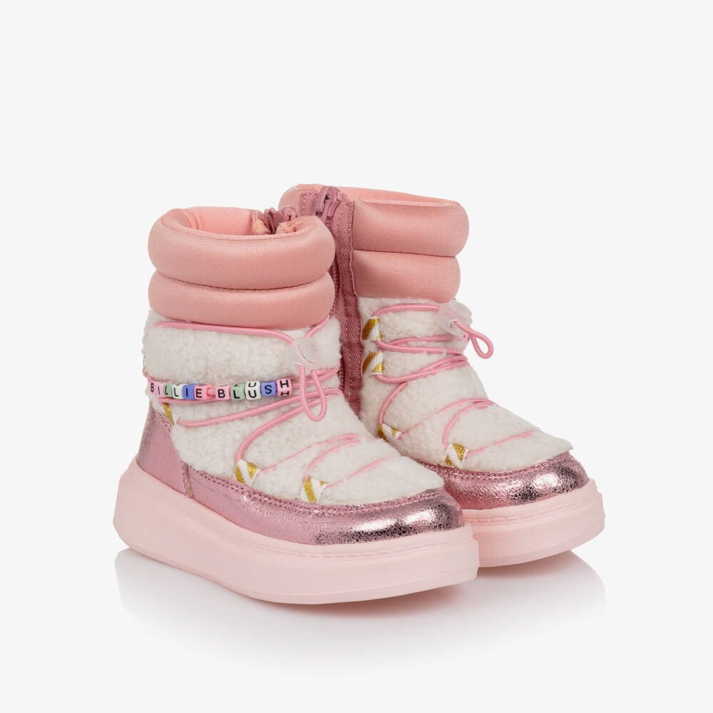 Billieblush-Pink & Ivory Sherpa Boots | Childrensalon Outlet
