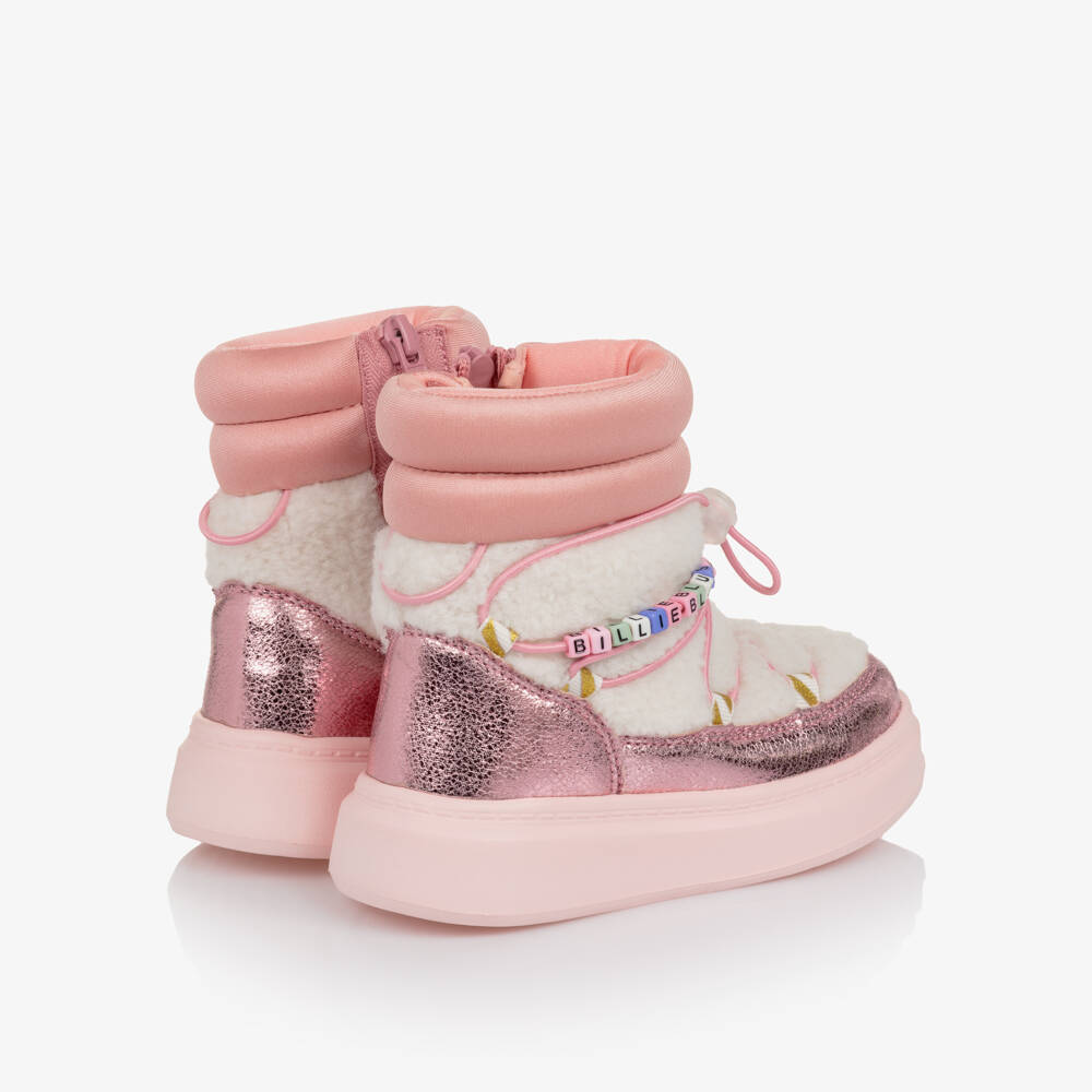 Billieblush-Pink & Ivory Sherpa Boots | Childrensalon Outlet