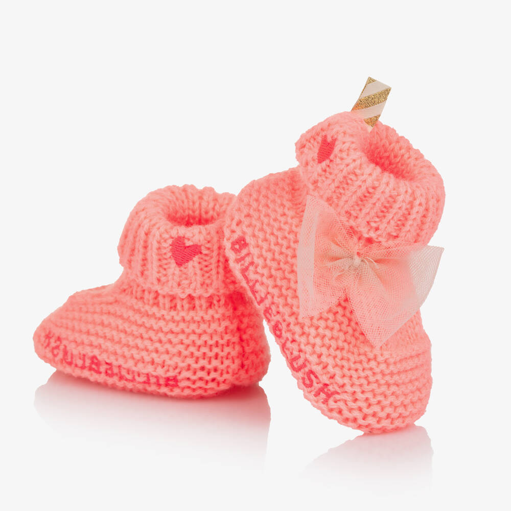 Billieblush-Pink Knitted Booties | Childrensalon Outlet